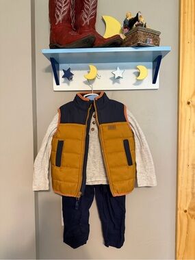Kids Puffer Vest in Mustard and Navy - Original Weatherproof Vintage Set